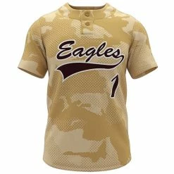 AthElite Mens Dinger Short Sleeve Baseball 2- Button Jersey