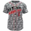 AthElite Mens Dinger Short Sleeve Baseball Full Button Jersey